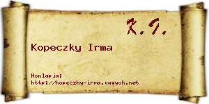 Kopeczky Irma névjegykártya